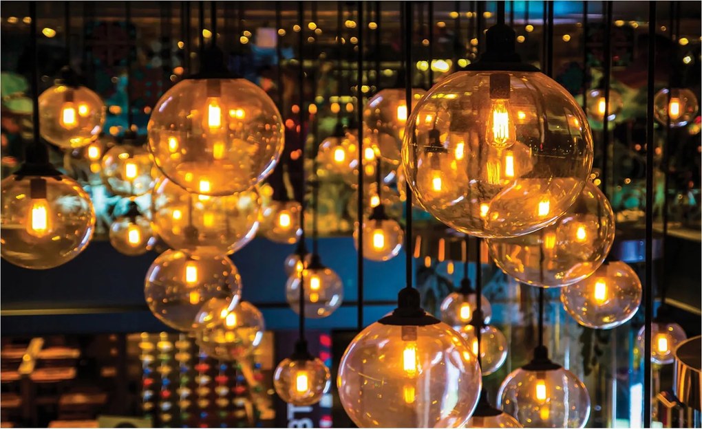 Fotótapéta Retro Izzók Loft Vintage Megvilágítás Üveg 368x254 +ragasztó