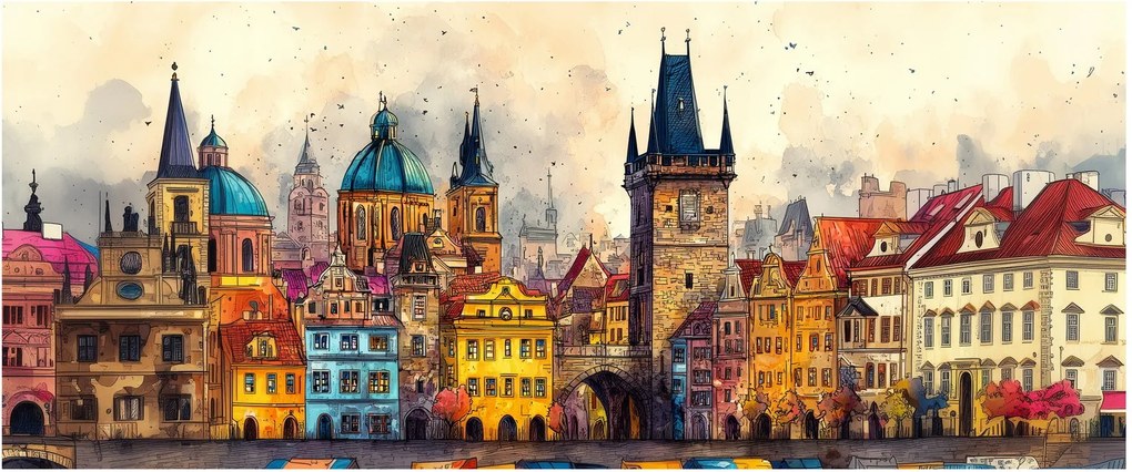 Kép - Ősz a festett városban (120x50 cm)