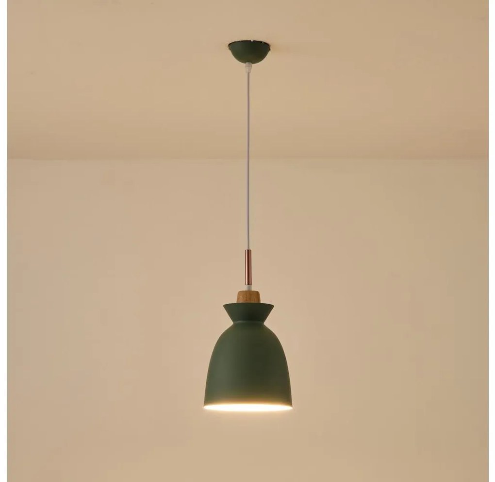 Eurolamp Csillár zsinóron 1xE27/15W/230V zöld átm. 19,5 cm EU0377