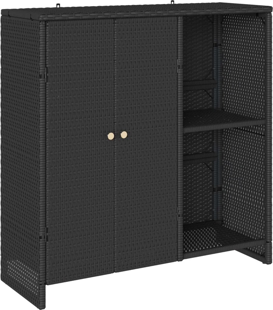 vidaXL Tárolószekrény polcokkal Fekete 100 x 36 x 102 cm Rattan