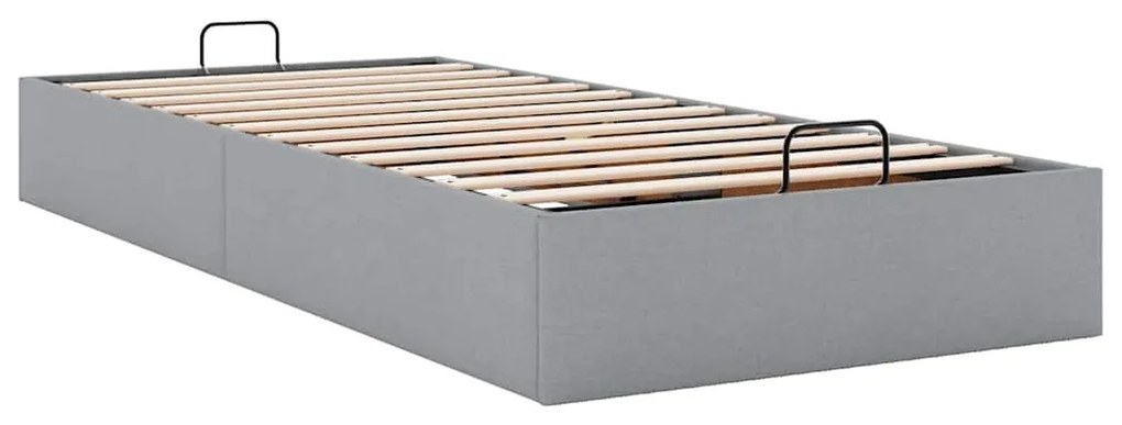 Ottomán világosszürke szövet ágykeret matrac nélkül 80x200 cm