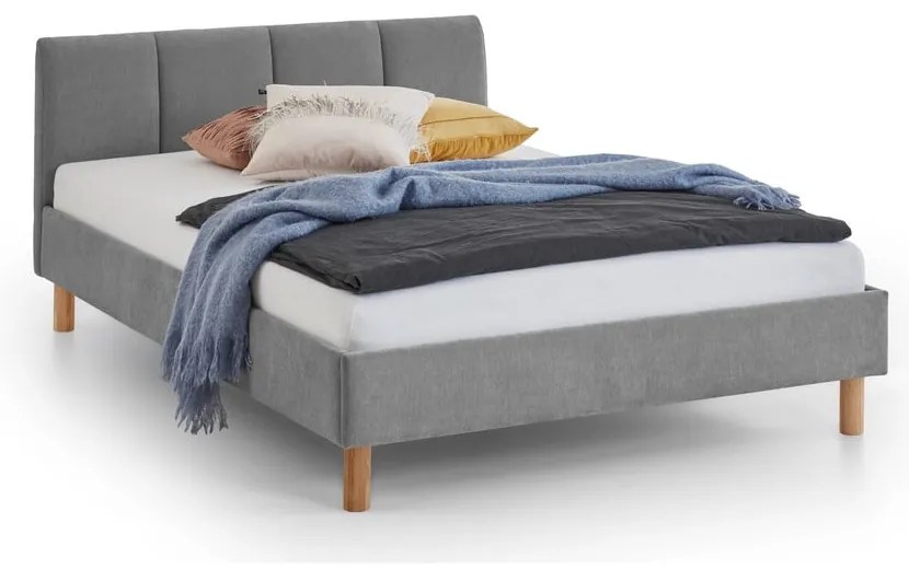 Szürke kárpitozott franciaágy ágyrács nélkül 140x200 cm Joker – Meise Möbel