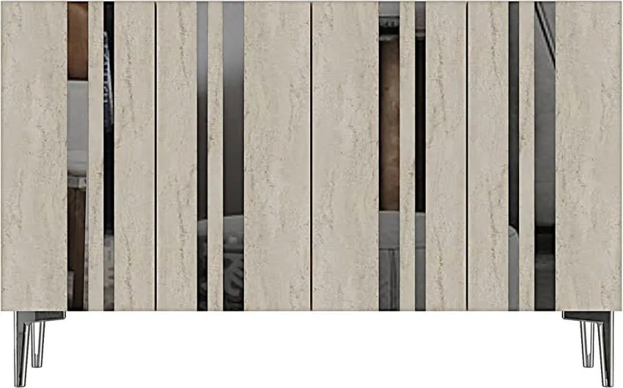 Mia 120 - White, Travertine, Silver