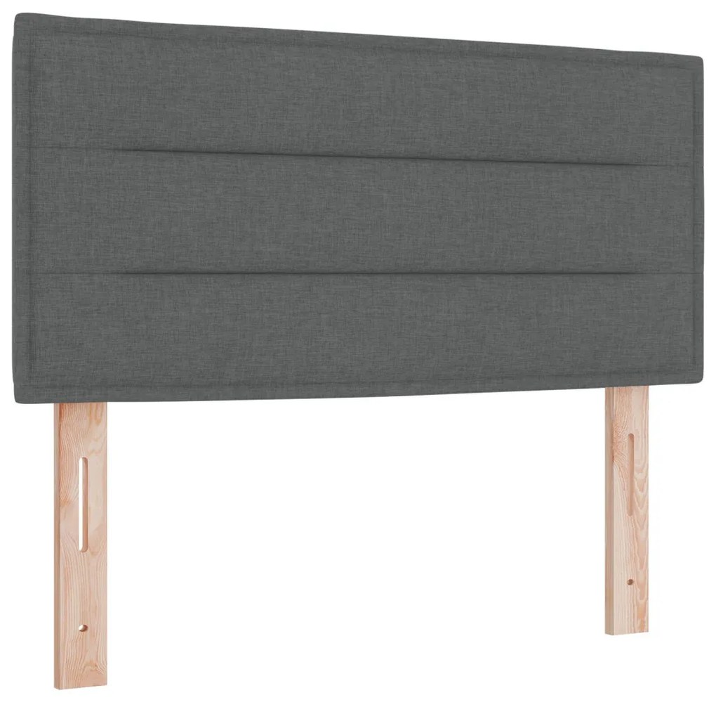 vidaXL LED Box Spring Ágy matracmal Sötétszürke 90 x 200 cm szövet