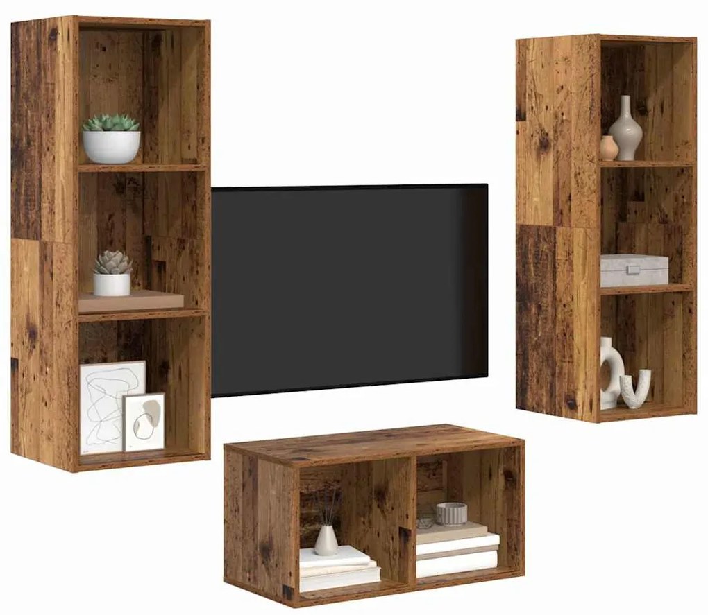 TV szekrény garnitúra Régi fa 37 x 37 x 107 cm Faanyag