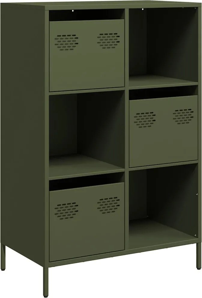 vidaXL olívazöld acél magasszekrény 68 x 39 x 103,5 cm