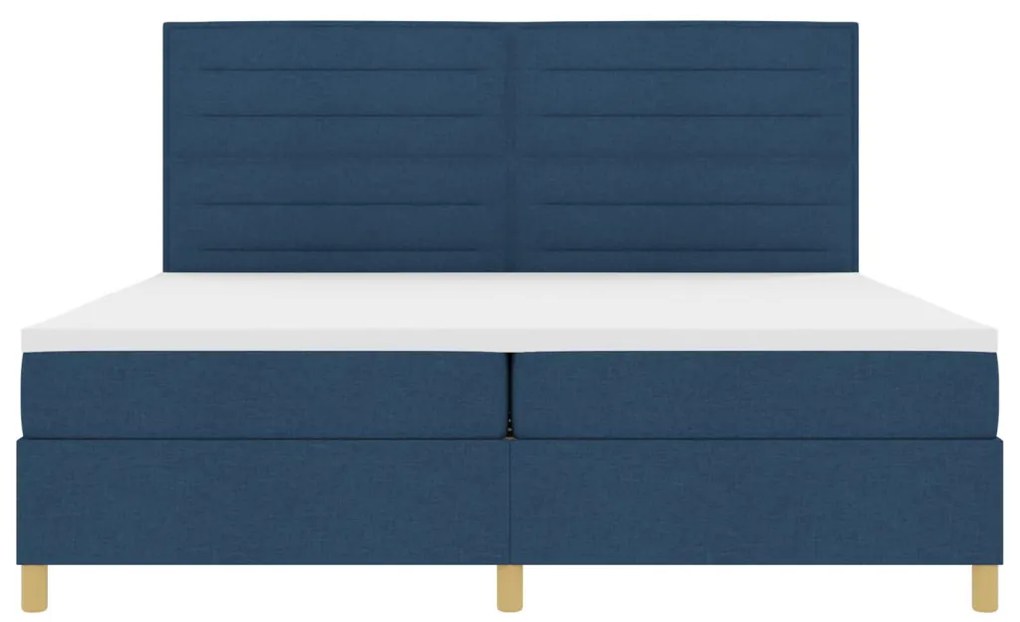 vidaXL Boxspring ágy matraccal és LED világítással, kék szövet, 200x200 cm