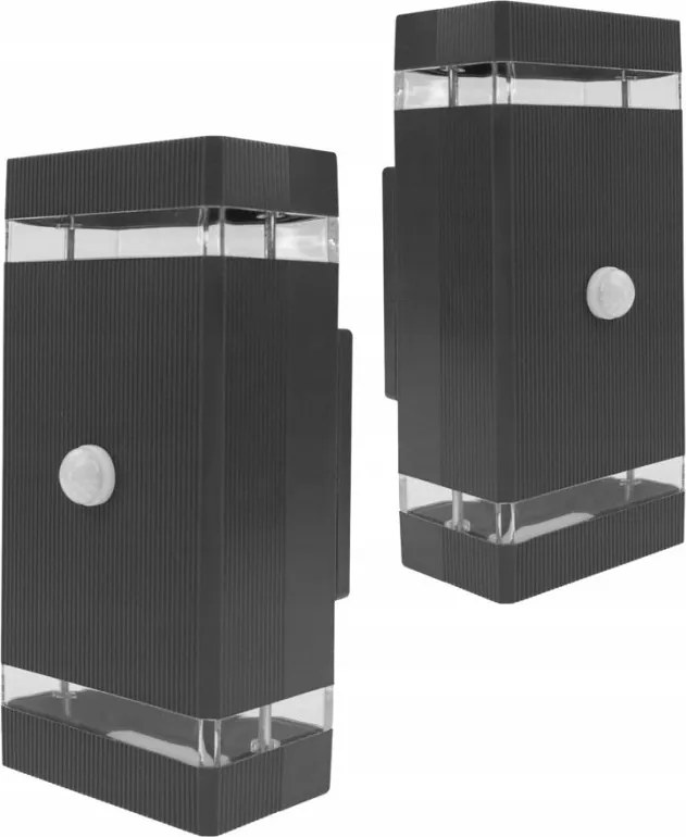 Kültéri Led lámpa Homlokzati lámpatest Pir mozgásérzékelő 2xGU10 Antracit