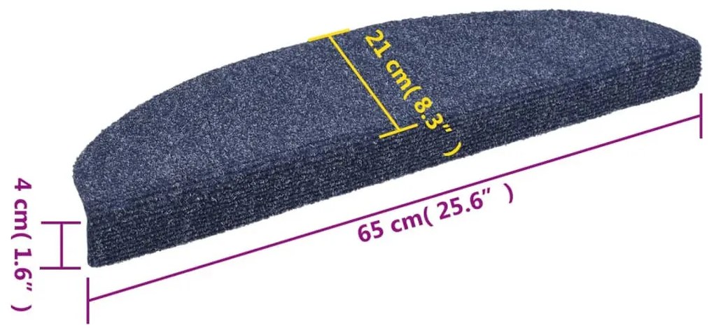 15 db kék öntapadós lépcsőszőnyeg 65x21x4 cm