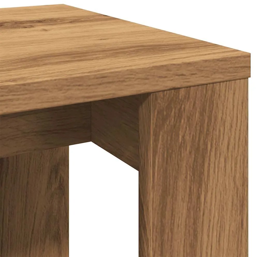 vidaXL 3 db kézműves tölgy színű szerelt fa dohányzóasztal