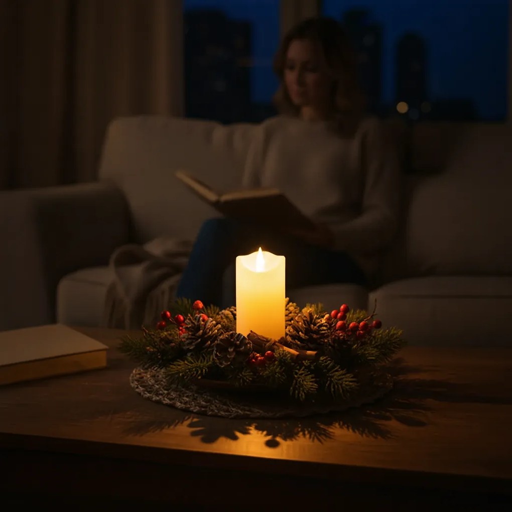 LED oszlopos gyertya RUHHY 12,5 cm bézs