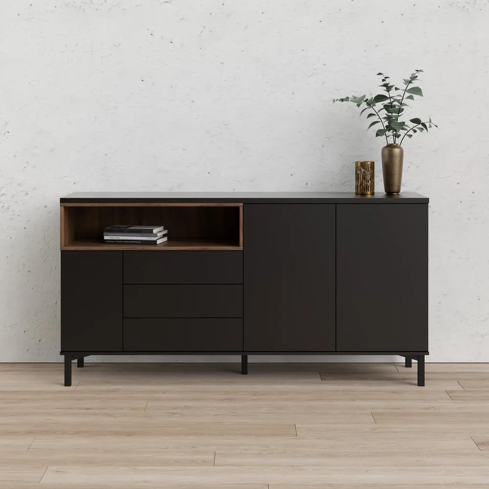 Fekete komód 176x90x49 cm Roomers – Tvilum