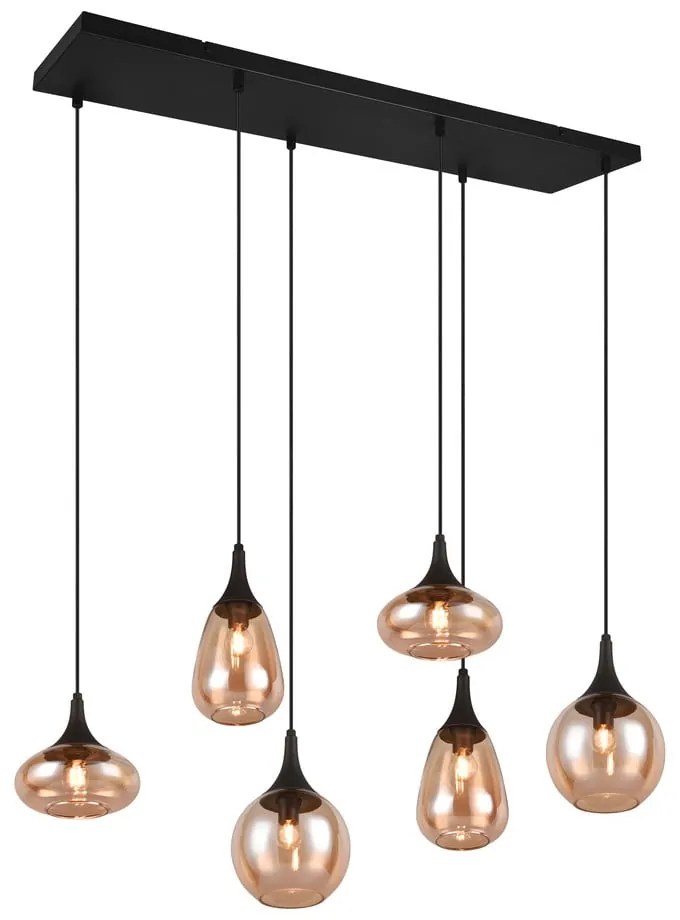 Fekete-narancssárga függőlámpa üveg búrával Lumina – Trio
