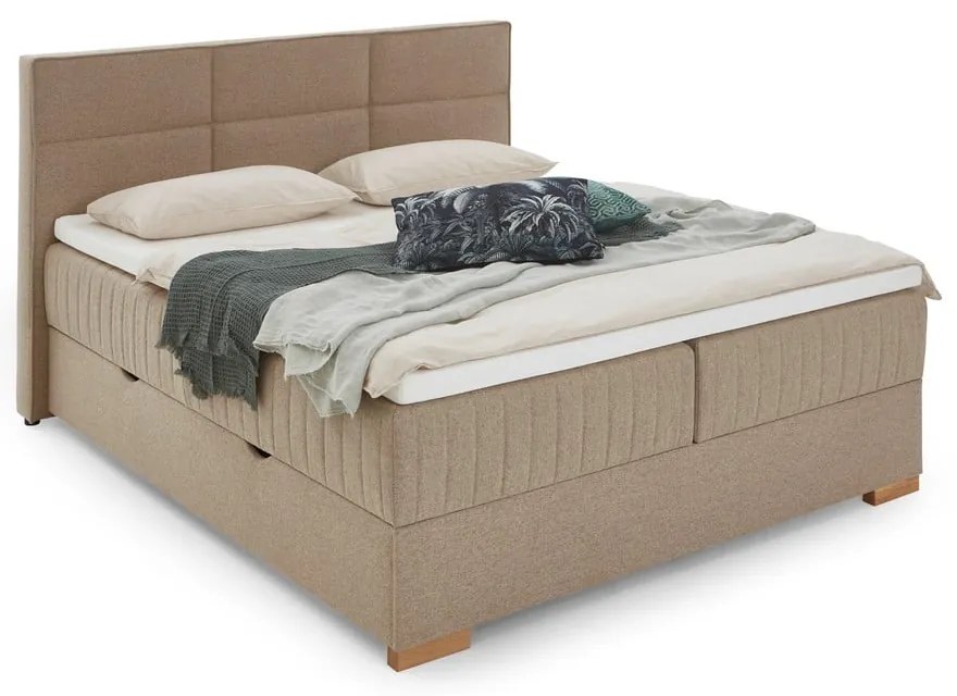 Bézs ágyneműtartós boxspring ágy 180x200 cm Tambo – Meise Möbel