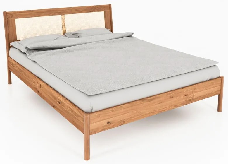 Tölgyfa franciaágy rattan ágytamlával 180x200 cm Pola - The Beds