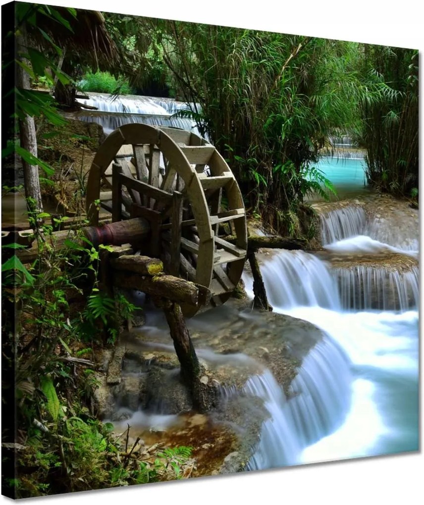 Vászonkép 30x30 Fából készült malom a folyón