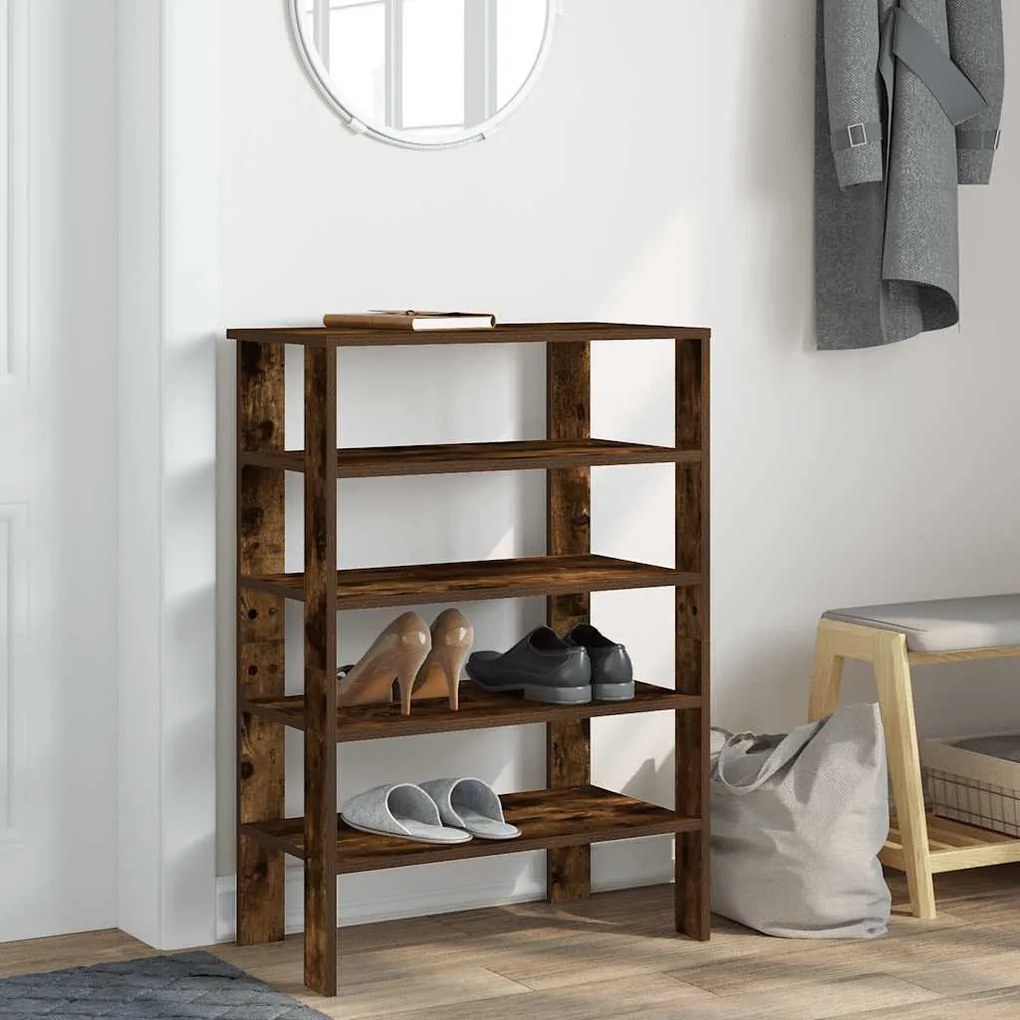 füstös tölgy színű szerelt fa cipőtartó 61x32x87,5 cm