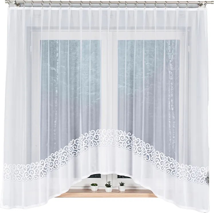 Fehér kész függöny jacquard kész függöny 170x300 ív mintával