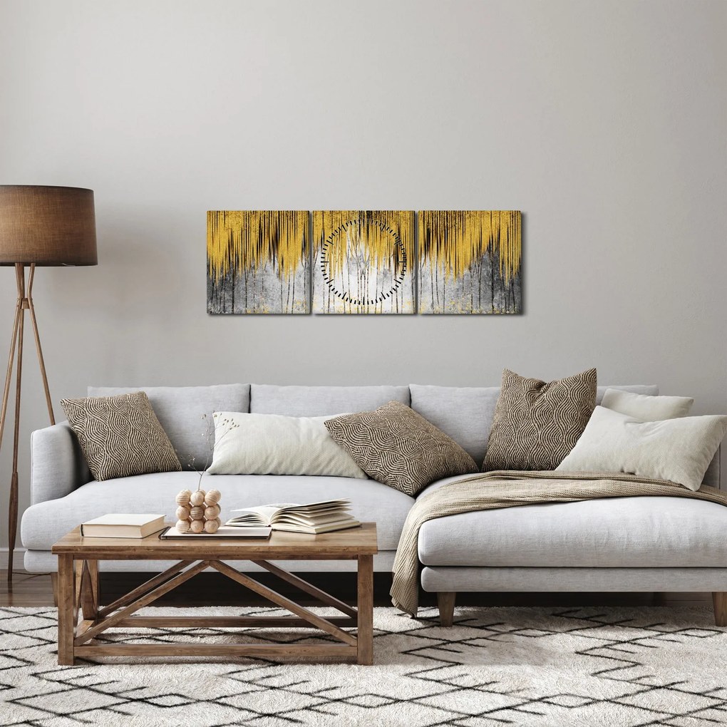 Kép - Arany vonalak (órával) (90x30 cm)