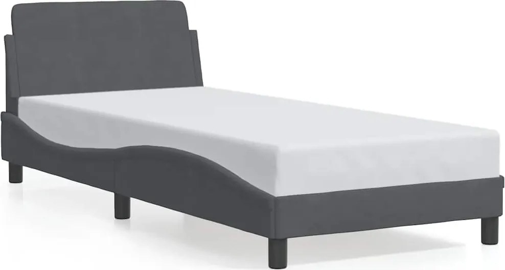 vidaXL sötétszürke bársony ágykeret Dover 90x200 cm