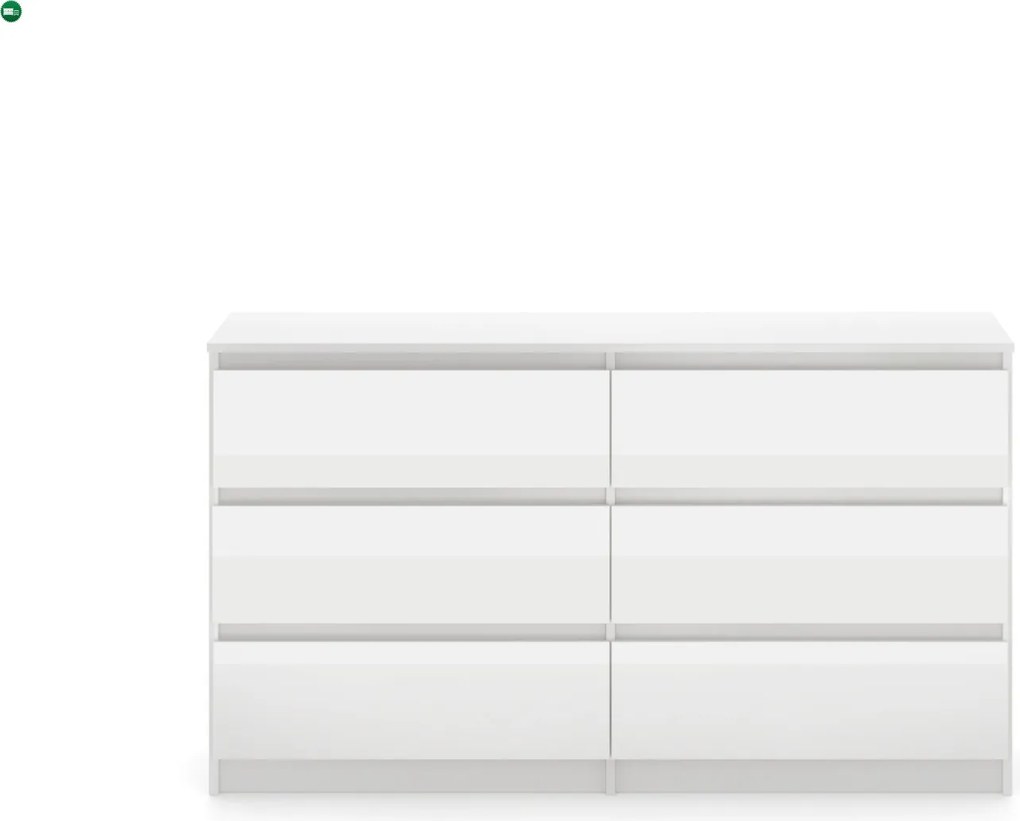 SIMPLE 120 6 fiókos komód fehér/fehér magasfényű