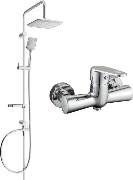 Mexen Sven felületi szerelésű zuhanykészlet esőztetővel és Kama zuhanycsapteleppel, króm - 72540262-00