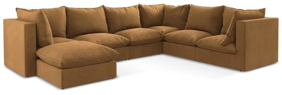 Terrakotta színű sarokkanapé (jobb oldali-U alakú) Manao – Makamii