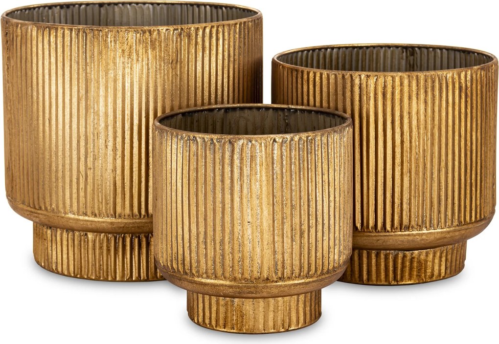 Arany virágtartó fedél szett 3 db-os fém virágtartó arany dekoráció