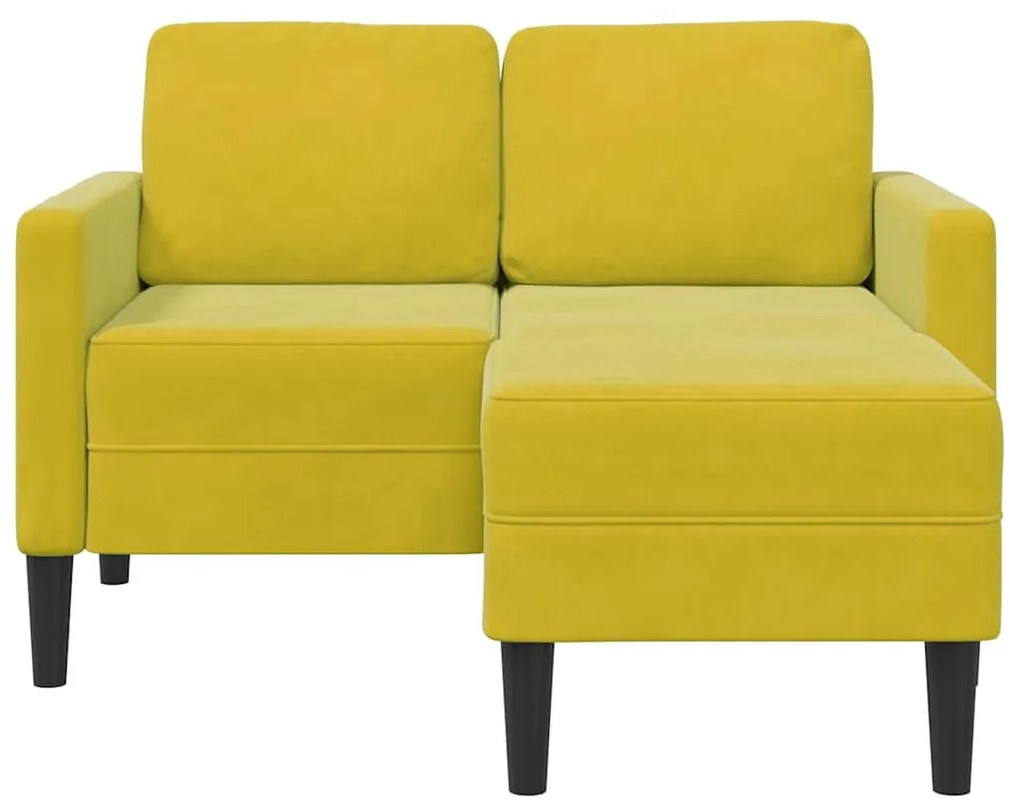 sárga bársony 2 üléses kanapé L-alakú kanapéval 125 cm