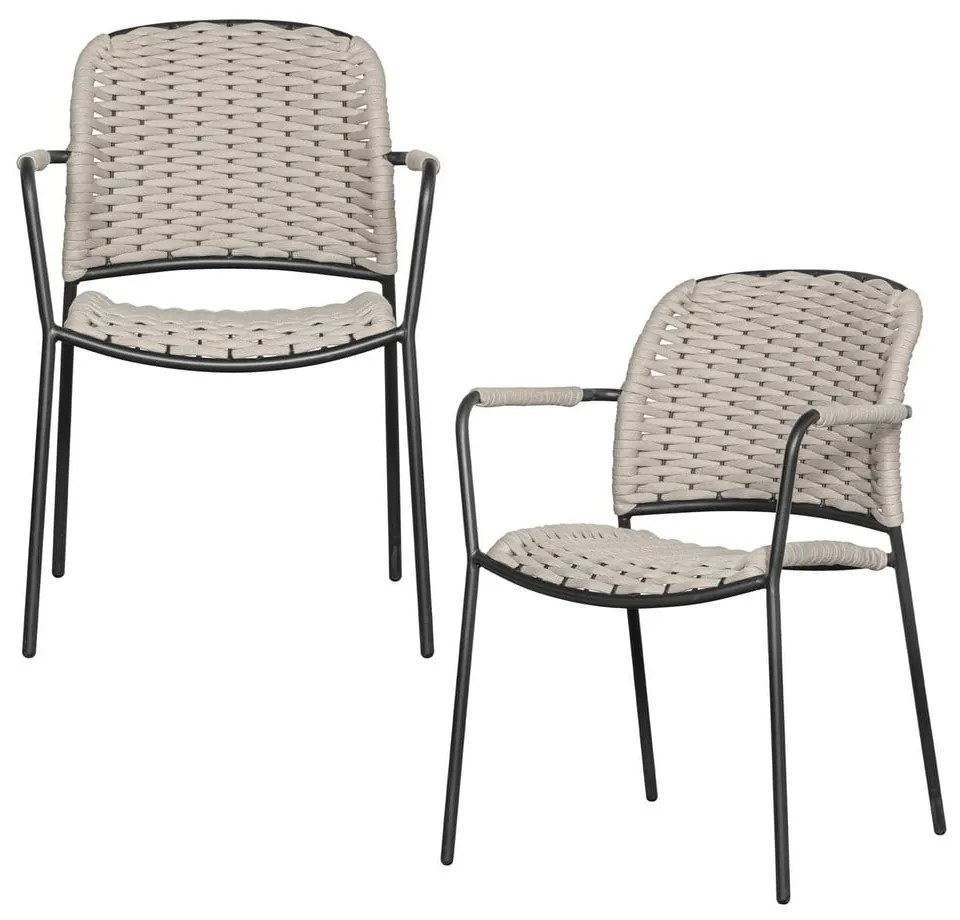 Fekete-bézs fém kerti szék szett 2 db-os Taku – Exotan