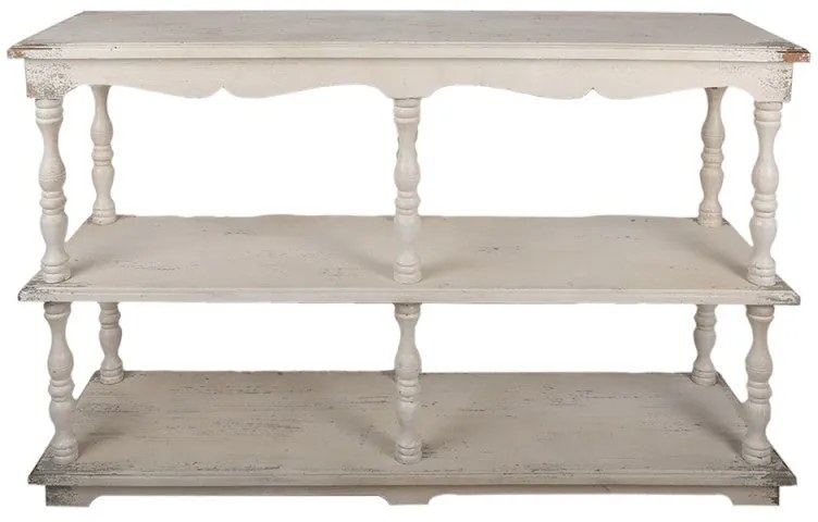 Erősen antikolt fehér fa polcos konzolasztal Clayre & Eef
