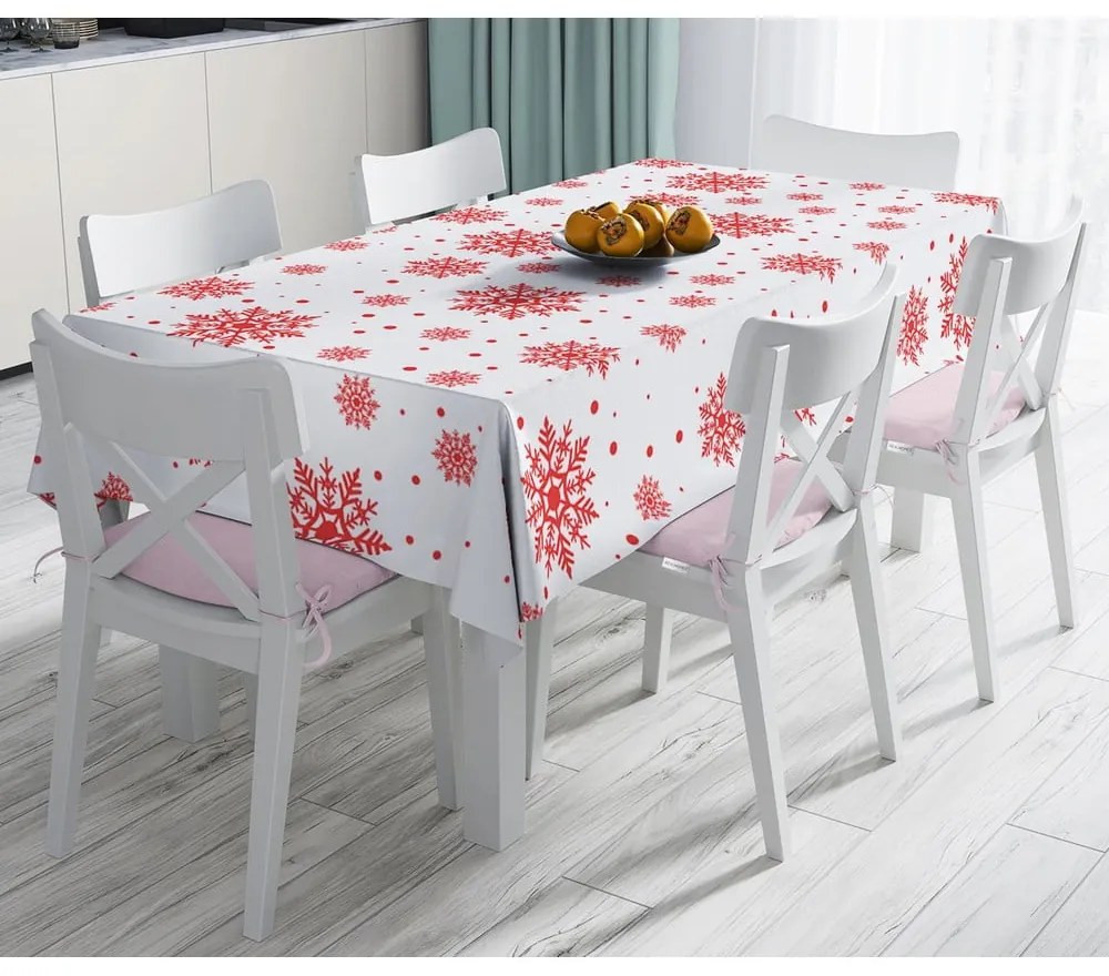 Red Snowflakes karácsonyi pamutkeverék asztalterítő, 140 x 180 cm - Minimalist Cushion Covers