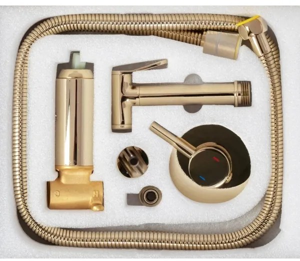 REA-B8979 - LUNGO bidé csaptelep kézi zuhannyal, falba süllyesztett szereléshez, arany