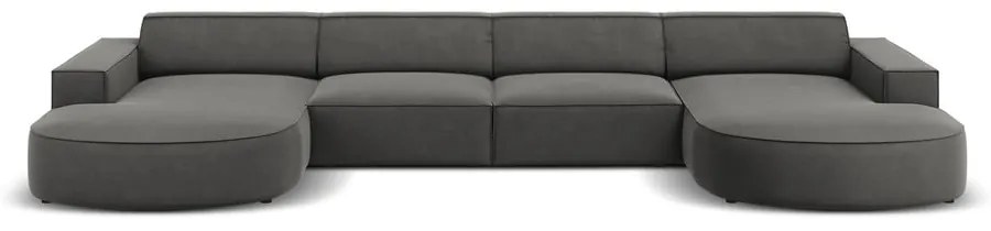 Szürke bársony sarokkanapé (U alakú) Jodie - Micadoni Home