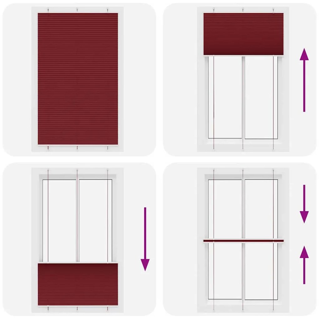 pliszírozott redőny Bordeaux piros 120x200 cm szövetszélesség