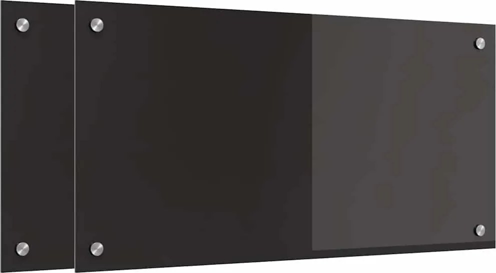 vidaXL Konyhai splashback 2 pcs Fekete 80 x 40 cm edzett üveg