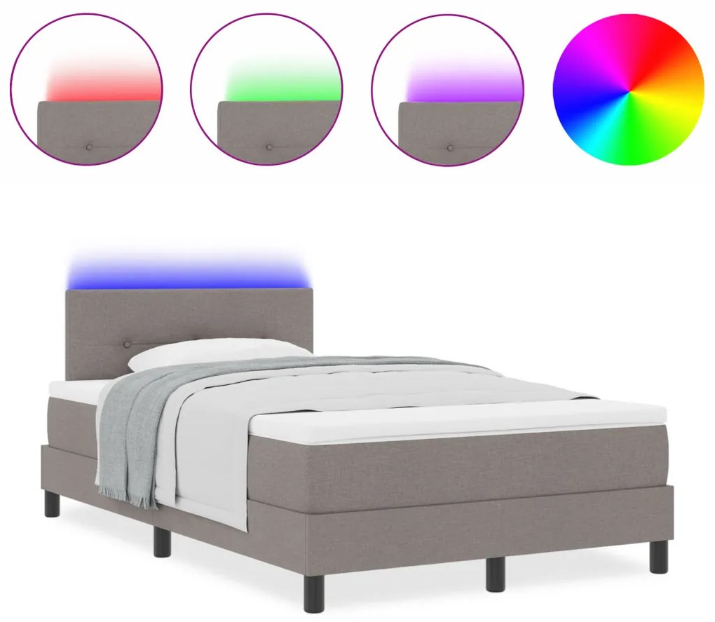 Boxspring Ágy Mattal és LED-del Taupe 120x200 cm Szövet