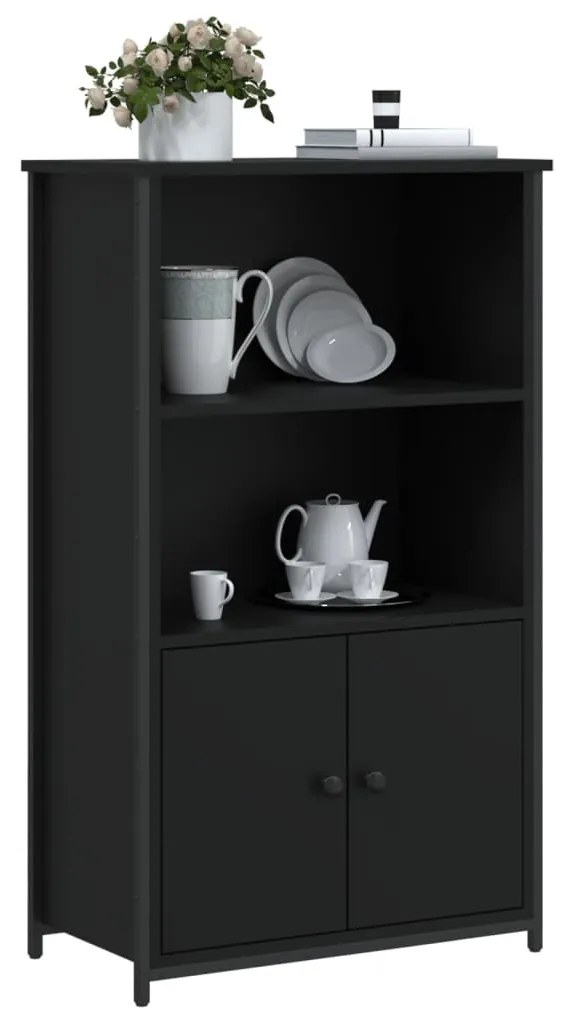 fekete szerelt fa magasszekrény 62 x 32 x 103,5 cm