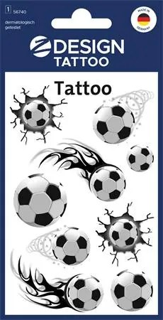 Matrica, tetoválás, 1 ív, 76x120 mm, AVERY ZWECKFORM, Z-Design No.56740, focilabda (AY56740)