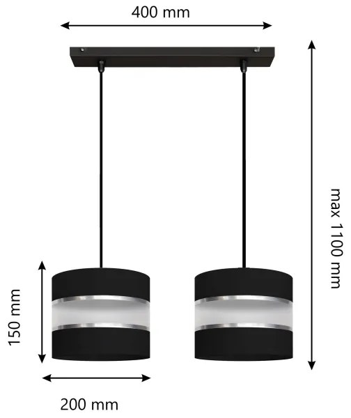 Csillár zsinóron HELEN 2xE27/15W/230V fekete