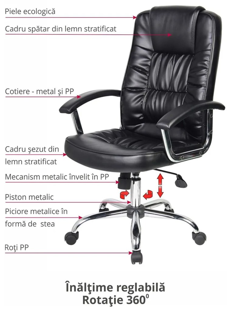 Ergonomikus irodai szék, Bedora Abraj, ökológiai bőr, fekete