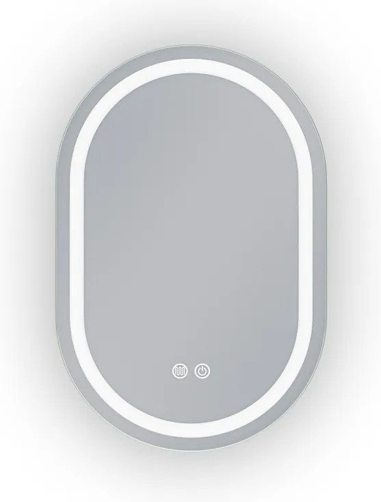 Erga Lyra, ovális LED tükör 40x60cm, 3 fényszín, első és hátsó világítás, páramentes fűtőpárna, ERG-V01-LYRA-4060-CL