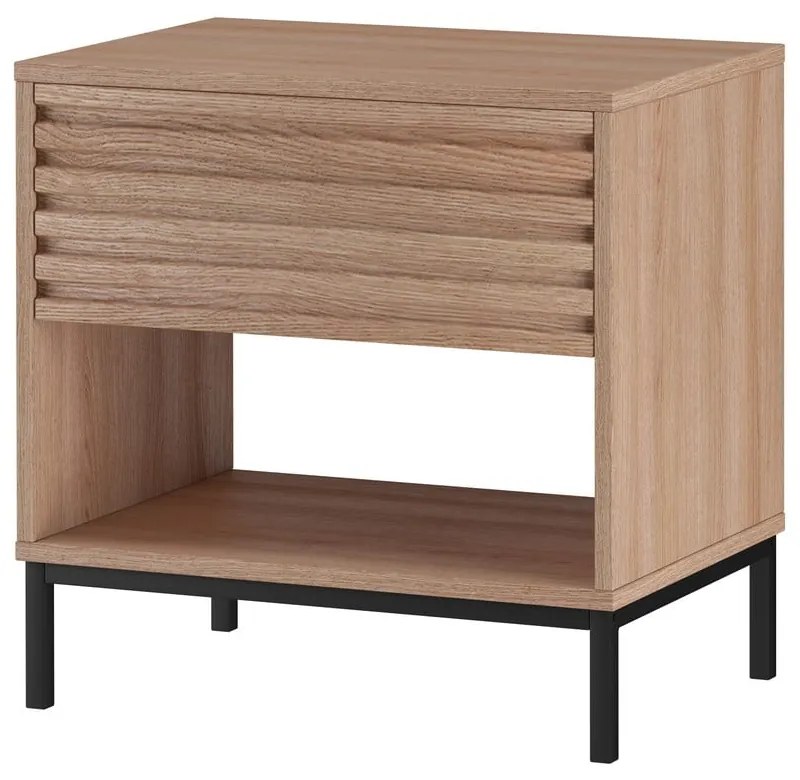 Natúr színű éjjeliszekrény tölgyfa dekoros asztallappal Celine – Støraa