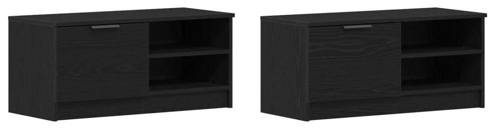 TV Szekrény 2 db Fekete Tölgy 80x35x36,5 cm Feltárt Fa