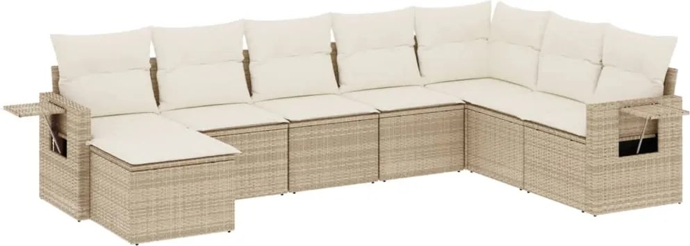 vidaXL 8 részes bézs polyrattan kerti ülőgarnitúra párnával