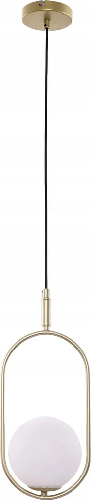 Függő lámpa sárgaréz üveg fehér díszgömb hálószobába Candellux