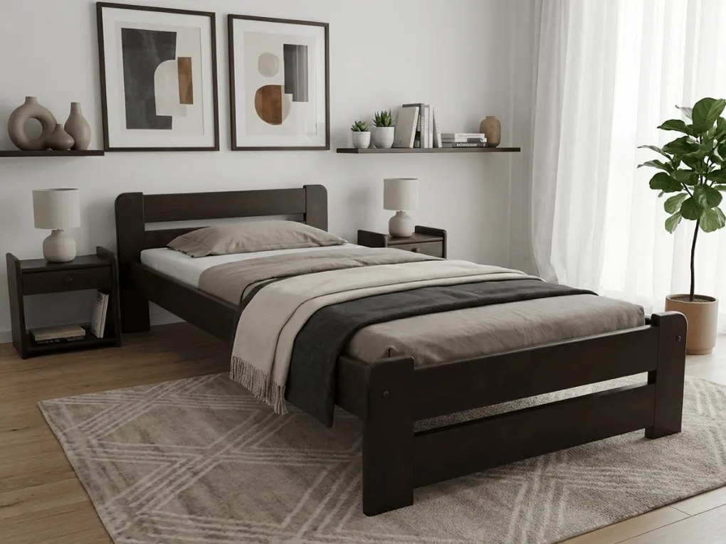 Laura ágy 90x200 cm, diófa Ágyrács: Lamellás ágyrács, Matrac: Deluxe 10 cm matrac