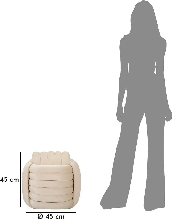 Krémszínű bársony puff Softy – Mauro Ferretti