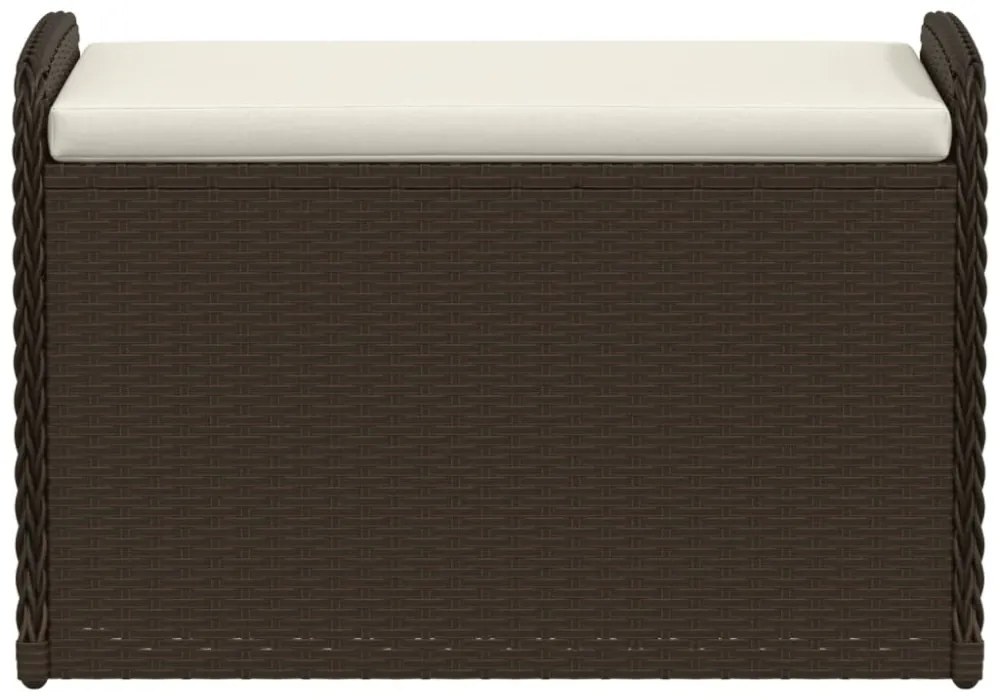barna polyrattan tárolópad párnával 80 x 51 x 52 cm