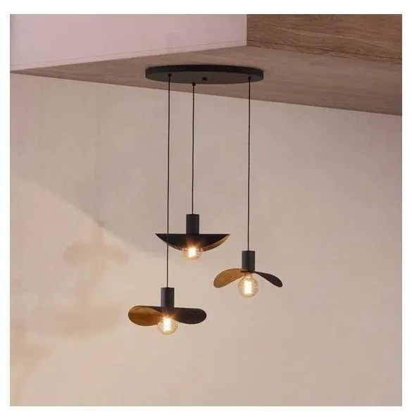 Eglo 390395 - Csillár zsinóron SACEDA 3xE27/40W/230V fekete/arany